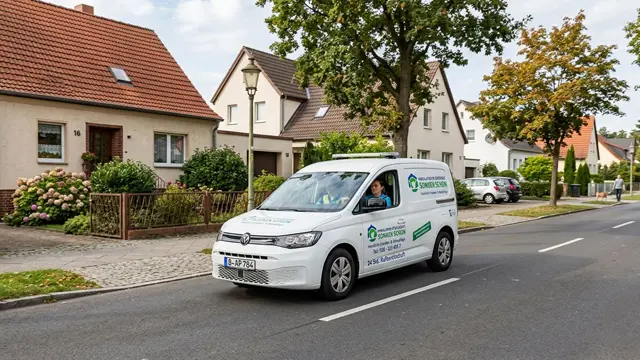 Firmenfahrzeug eines ambulanten Pflegedienstes (KI-Generiertes Symbolbild)